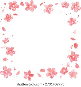 
Kirschblütengrafik. Frühling Hintergrund mit Aquarell Kirschblüten. Kirschblüten, Vektorgrafik. Frühling Kirschblüte Rahmen.