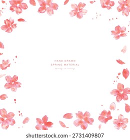 
Kirschblütengrafik. Frühling Hintergrund mit Aquarell Kirschblüten. Kirschblüten, Vektorgrafik. Frühling Kirschblüte Rahmen.