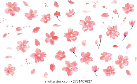 
Cherry blossom illustration. Spring background with watercolor cherry blossoms. Cherry blossom vector illustration. Spring cherry blossom frame.