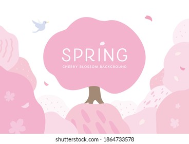 Ilustración en flor de cerezo, fondo de imagen de primavera