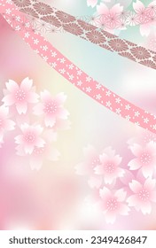 cherry blossom Japanese paper New Year's card background