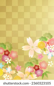cherry blossom Japanese paper New Year's card background