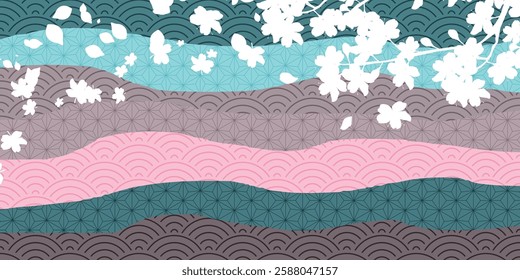 cherry blossom Japanese paper pattern background
