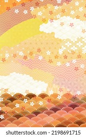 Cherry blossom Japanese pattern New Year's card background