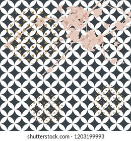 Cherry blossom with Japanese pattern vector. Flower template background.