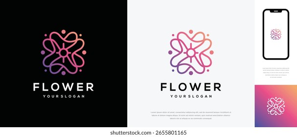 cherry blossom logo design illustration. cherry blossom logo design icon