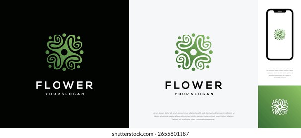 Ilustración de diseño de logotipo de flor de cerezo. Icono de diseño de logotipo de flor de cerezo
