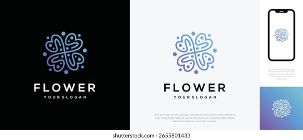 Ilustración de diseño de logotipo de flor de cerezo. Icono de diseño de logotipo de flor de cerezo