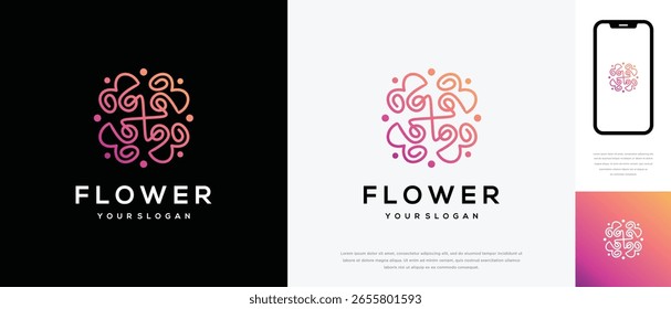 cherry blossom logo design illustration. cherry blossom logo design icon