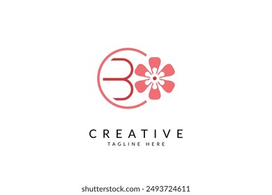 Cherry blossom logo design vector icon illustration. Cherry flower logo