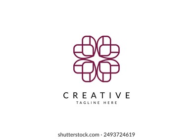 Cherry blossom logo design vector icon illustration. Cherry flower logo