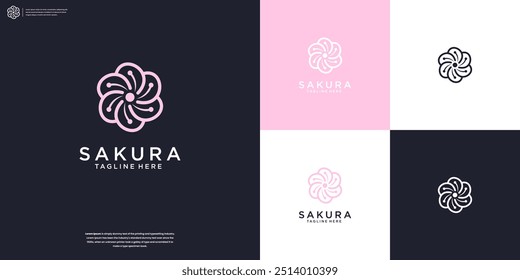Cherry blossom logo design vector inspiration.
