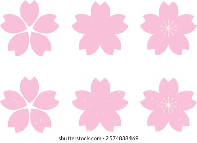 Cherry blossom mark icon set, cherry blossom mark stamp illustration