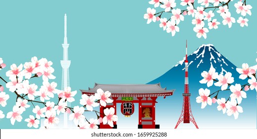 Cherry Blossom Mount Fuji Tokyo background