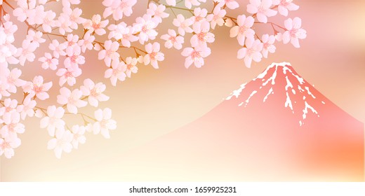 Cherry blossom Mt. Fuji spring background