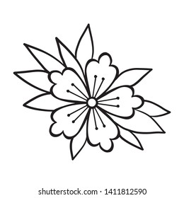 Cherry blossom. Oldschool traditional tattoo element. Vector clipart.Good for printing stickers and transfer tattoos. back to school theme