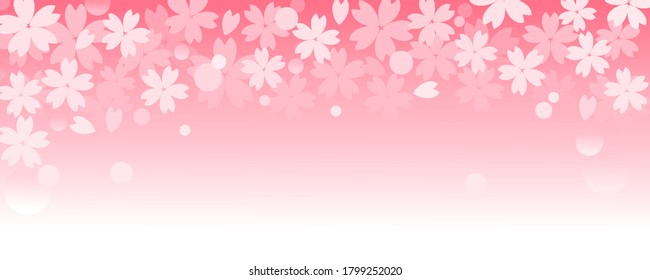 Cherry blossom on pink blur background vector illustration. Sakura Japanese flower.