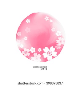 Cherry blossom on pink watercolor