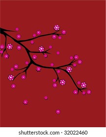 cherry blossom on red background