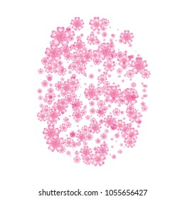 Cherry blossom oval background isolated on white