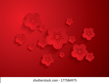 cherry blossom paper cutting vector/illustration