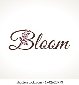 Cherry Blossom As A Part Of Word Bloom, Vector Logo Template