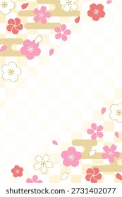 Cherry blossom pattern Japanese style background _ vertical _ vector illustration
