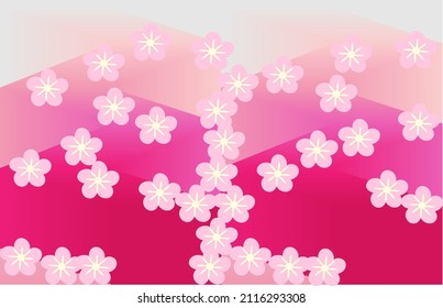Cherry blossom pattern on pink shades background.