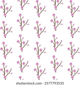 Cherry Blossom pattern - A Cherry (sakura) branch with blossom pattern design to use in cloths, wall, and any other background. 