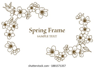 Cherry Blossom Pencil Line Frame