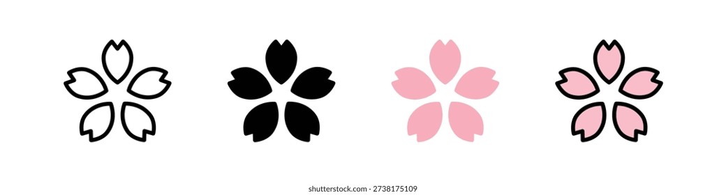 Cherry blossom petal icon set (vector)