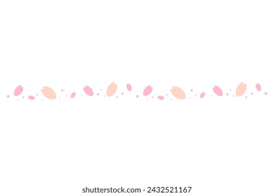 Cherry blossom petals border template on white background.