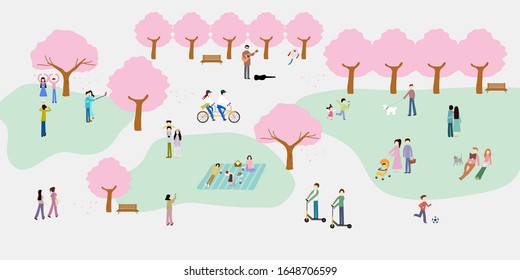 Cherry Blossom picnic festival 
 korean people