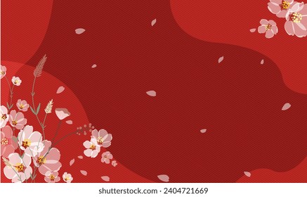 cherry blossom or pink plum blossom in red background