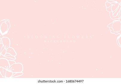Fondo de resorte vectorial rosa de flor de cerezo. Ilustración de la rama de Sakura.