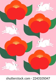 cherry blossom and rabbit chinese new year of the rabbit background design template vector, illustration