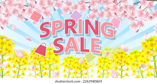 Cherry blossom rape blossom spring sale background