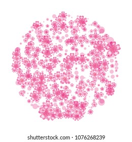 Cherry blossom round background isolated on white