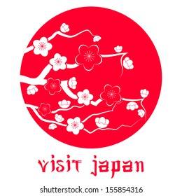 Cherry blossom. Sakura branch vector illustration.