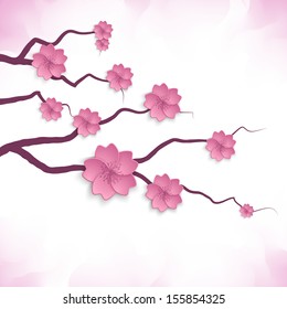 Cherry blossom. Sakura branch vector illustration.