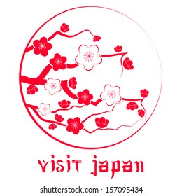 Cherry blossom. Sakura branch vector illustration.