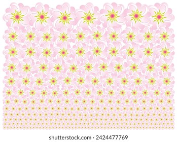 Cherry blossom (SAKURA) flower head illustration pattern that gradually becomes smaller.