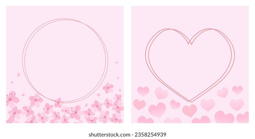 Cherry blossom Sakura flower and pink gold signs on pink backgrounds vector illustration.