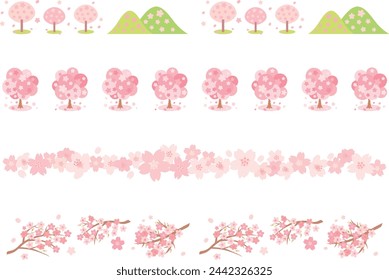 Cherry blossom sakura set, cherry blossom vector set
