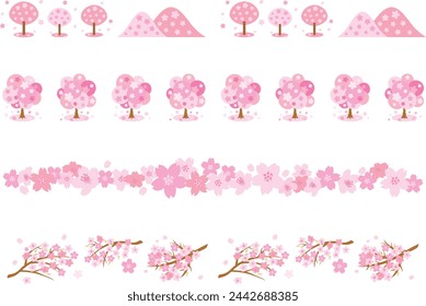 Cherry blossom sakura set, cherry blossom vector set