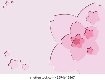 Cherry Blossom, Sakura, Spring flower petals Background with copy space.  paper cut style Vector illustration.