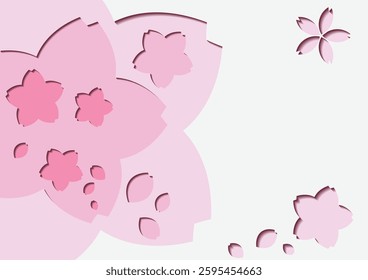 Cherry Blossom, Sakura, Spring flower petals Background with copy space.  paper cut style Vector illustration.
