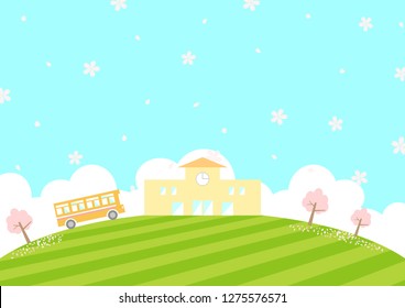 cherry blossom and school