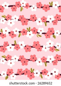 Cherry blossom. Seamless background. Vector illustration.