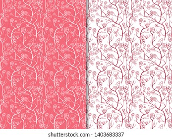 cherry blossom seamless floral pattern hand drawn sketch